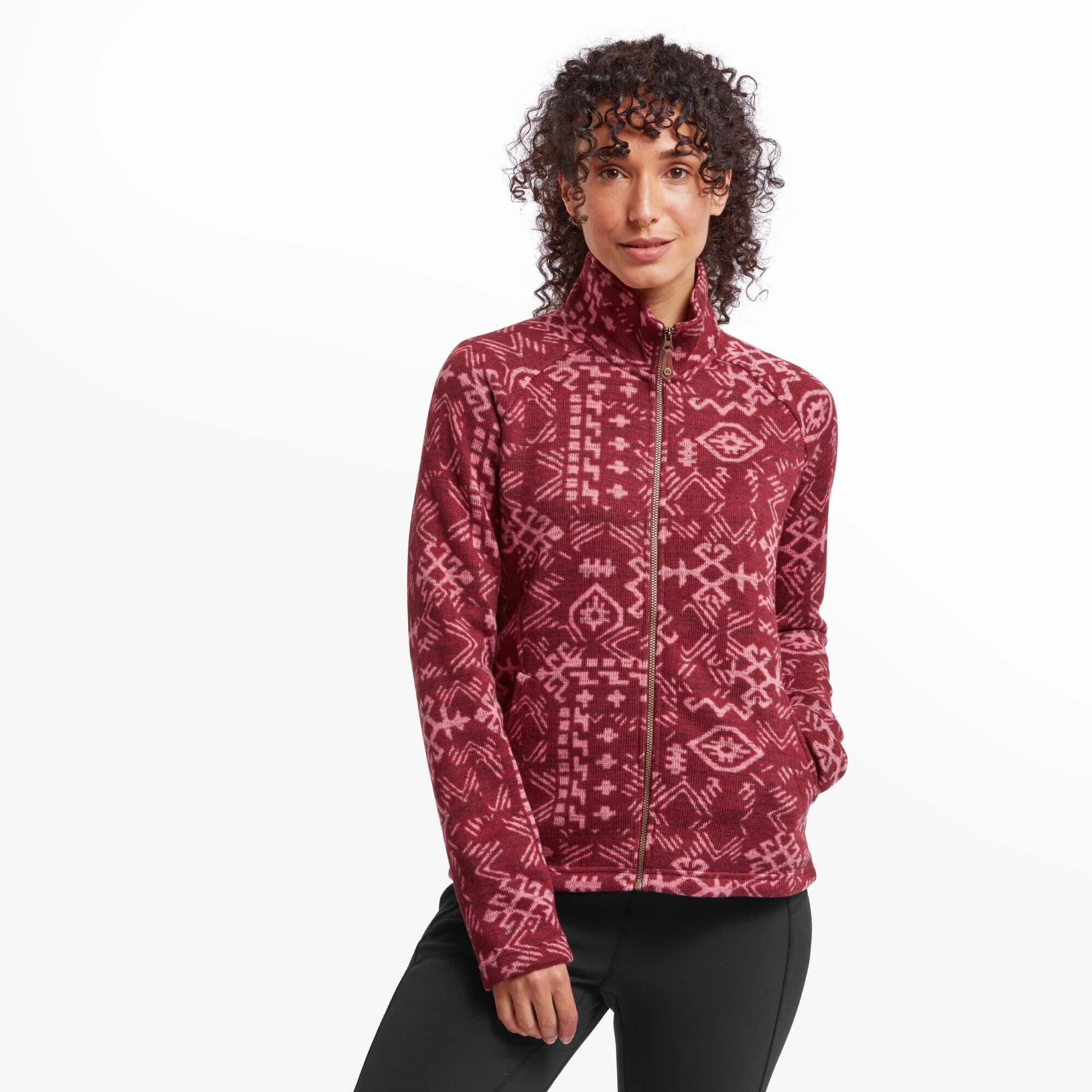 Bhutan Full Zip Jacket - Beet Red Abstract - Image 2