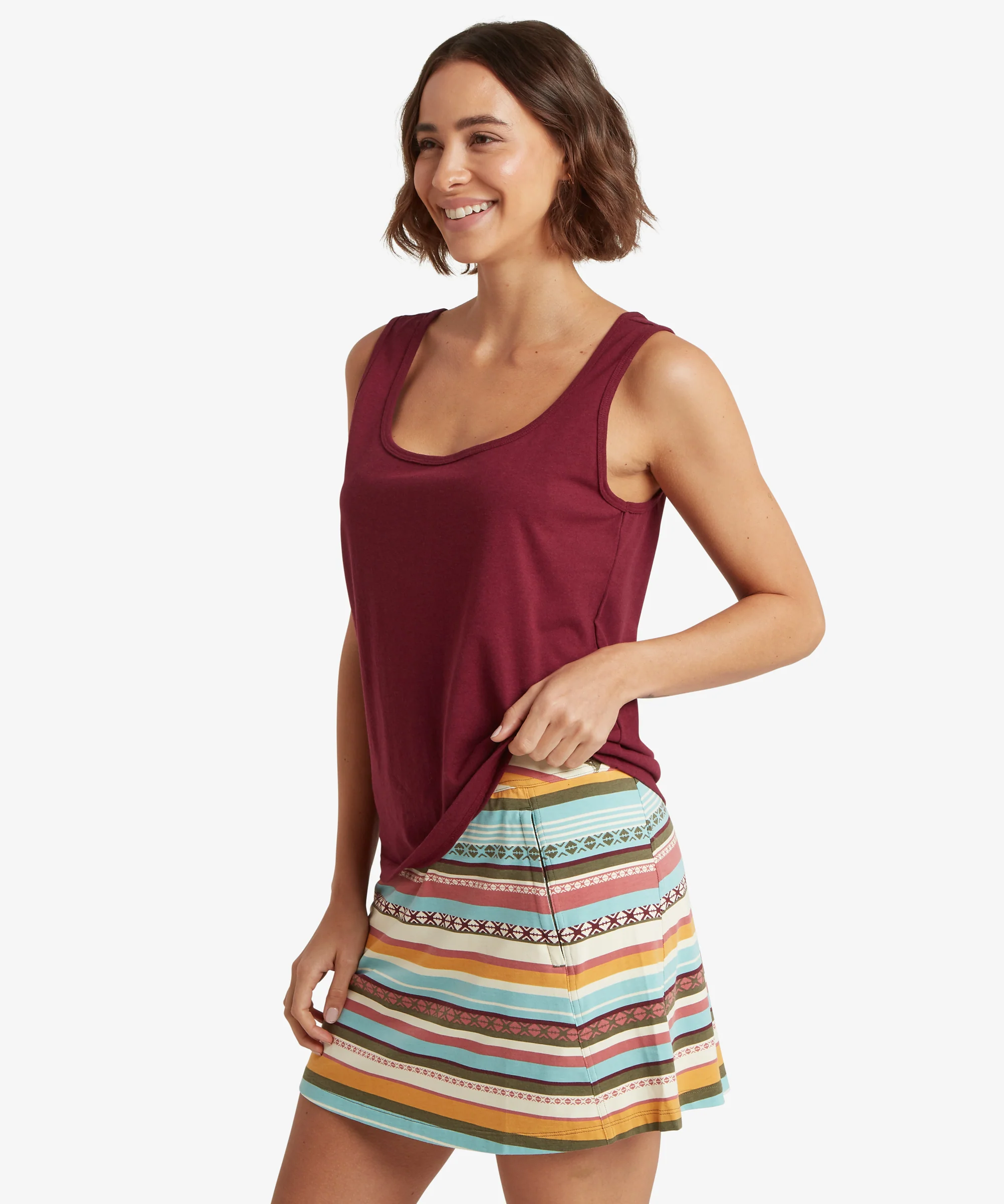 Jutnu Scoop Neck Tank Top - Wine - Image 4