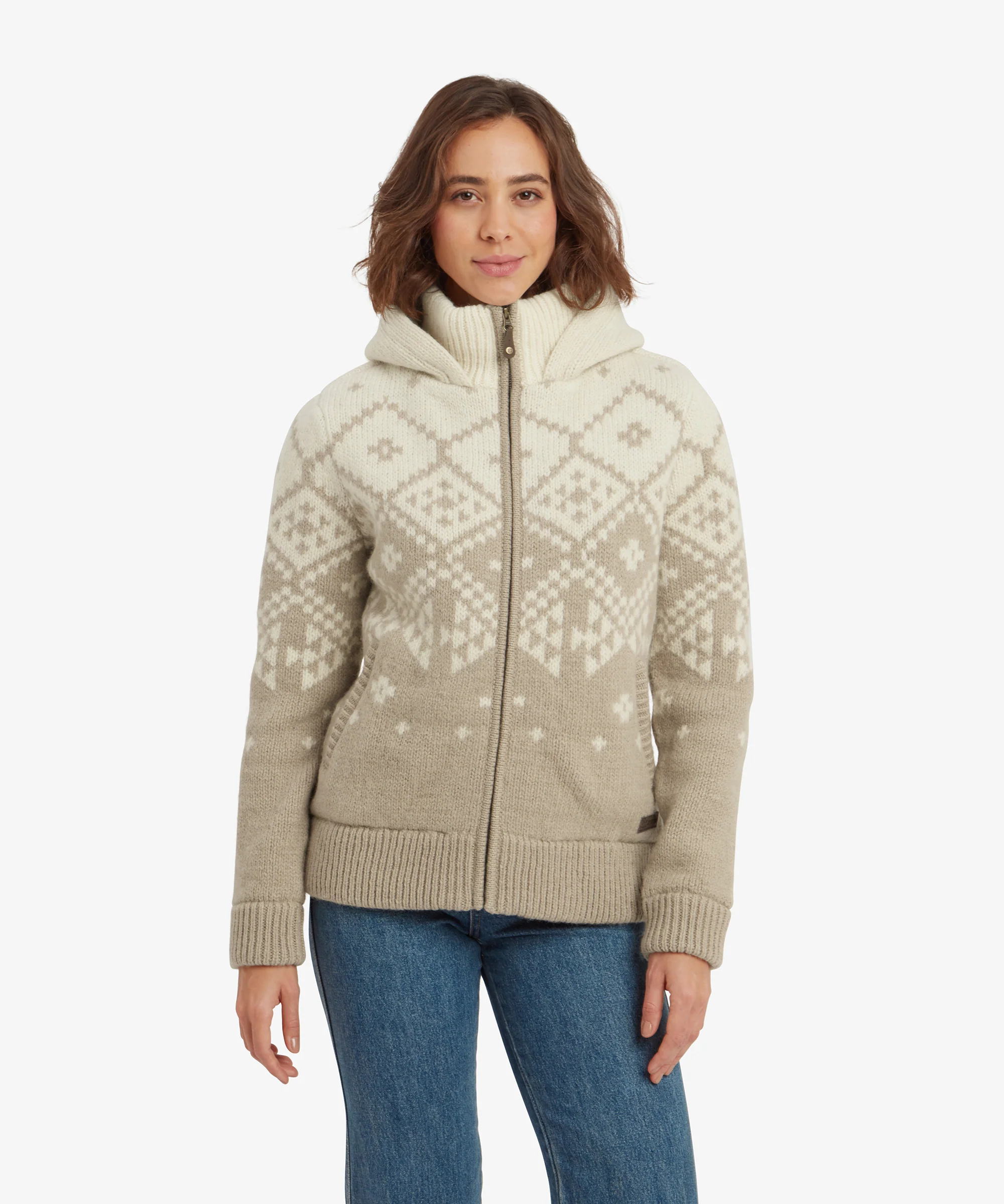 Kirtipur Full Zip Sweater - Cream - Image 2